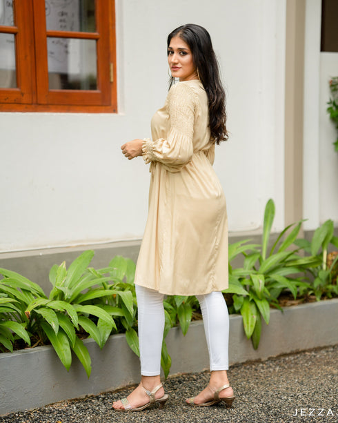 Above Knee Top With Smocked Sleeves 52833