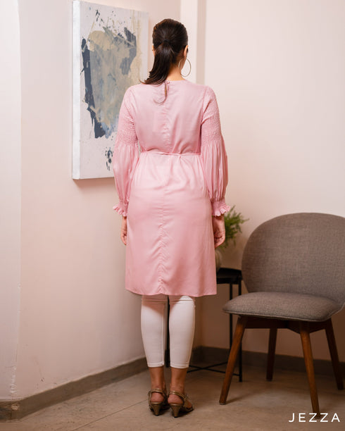 Above Knee Top With Smocked Sleeves 52831