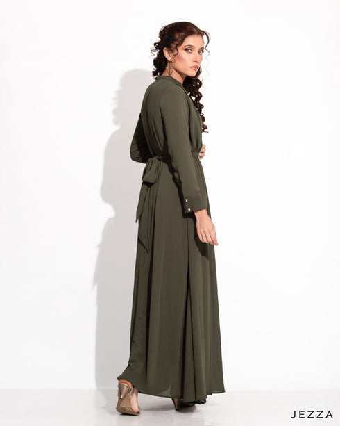 A Line Ankle Length Dress With Decorative Layer 58981