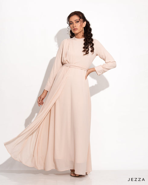 A Line Ankle Length Dress With Decorative Layer 58982