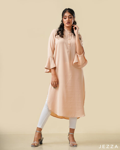 Midi Length Polyester top with Frilled Sleeves 58352