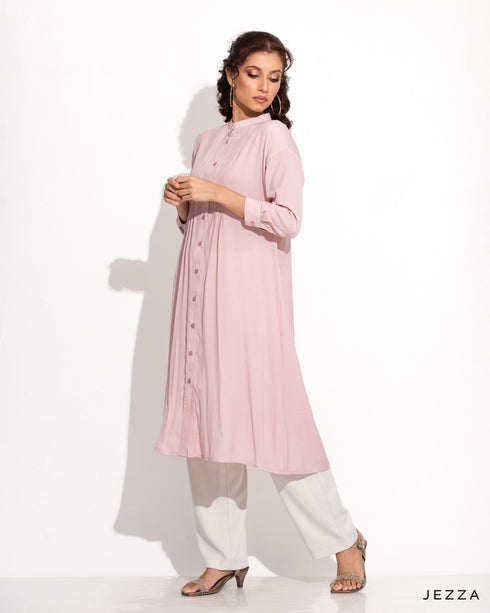 Polyester Below Knee Button Down Top 54281