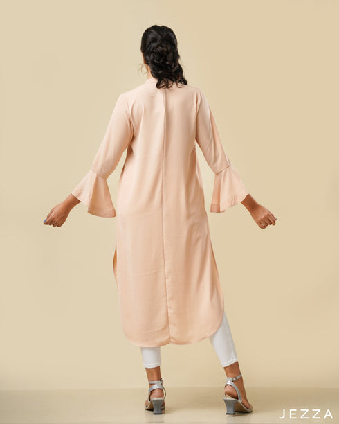 Midi Length Polyester top with Frilled Sleeves 58352