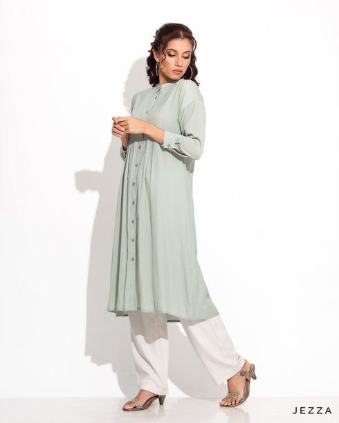 Polyester Below Knee Button Down Top 54282