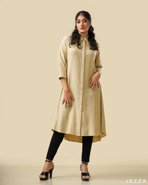 Midi Length Top With Shirt Collar 58412