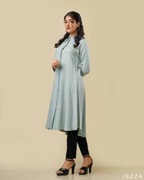 Midi Length Top With Shirt Collar 58411