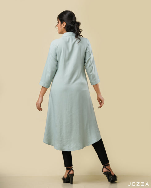 Midi Length Top With Shirt Collar 58411