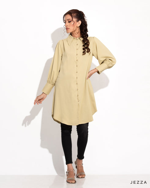 Polyester Above Knee Button Down Top 54521