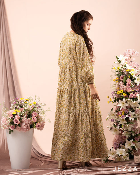 Ankle Length Printed Tiered Dress 59072