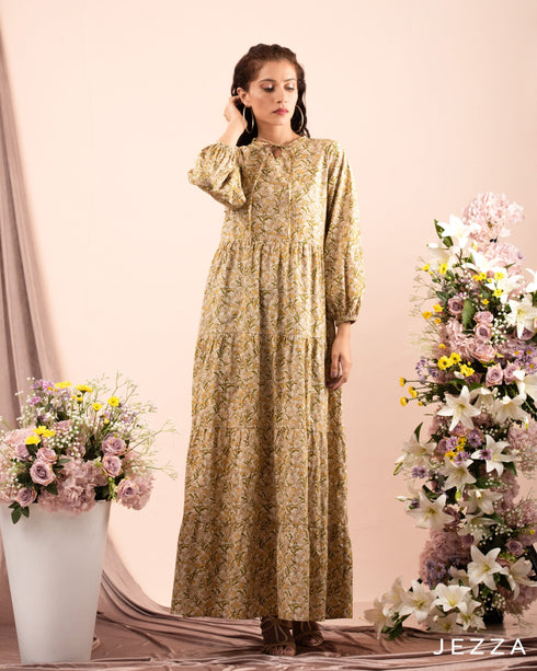 Ankle Length Printed Tiered Dress 59072