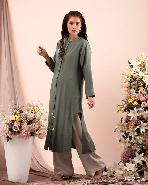 Cotton Midi Top with Decorative Side Slits 59383