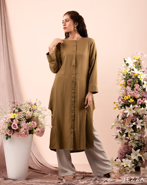 Cotton Midi Top with Decorative Side Slits 59382