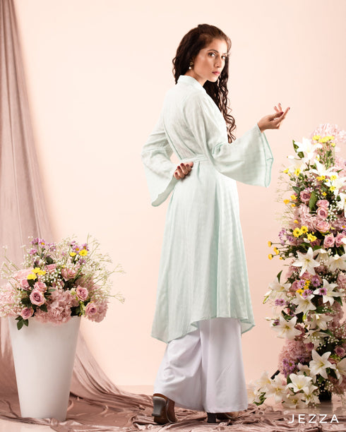 Checkered Midi Top with Lantern Sleeves 59122