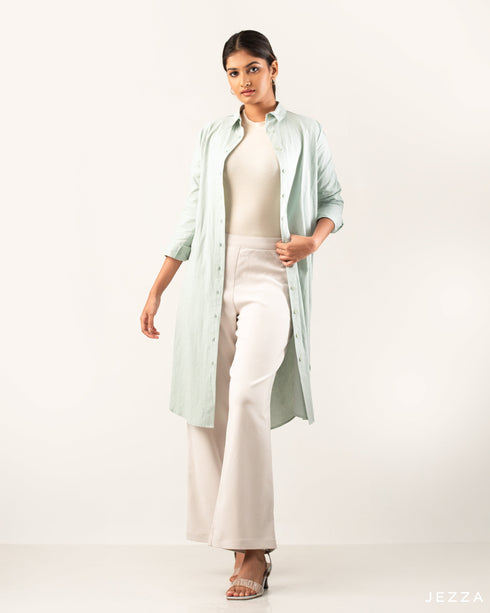 Below Knee Button Down Top with Collar 59232