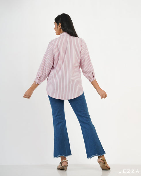 Button Down Polyester Top 57731