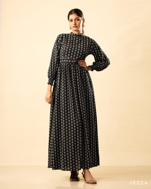 Printed Polyester Ankle Length Dress 58321