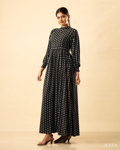 Printed Polyester Ankle Length Dress 58321