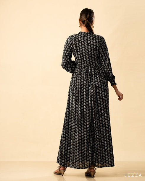 Printed Polyester Ankle Length Dress 58321