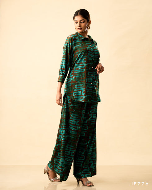 Printed Polyester Top & Pant Set 59142/59032