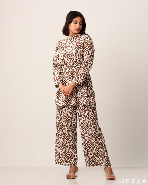 Above Knee Printed Top With A Matching Wide Leg Pant 55031/57331