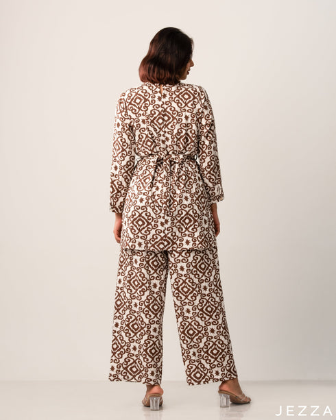 Above Knee Printed Top With A Matching Wide Leg Pant 55031/57331