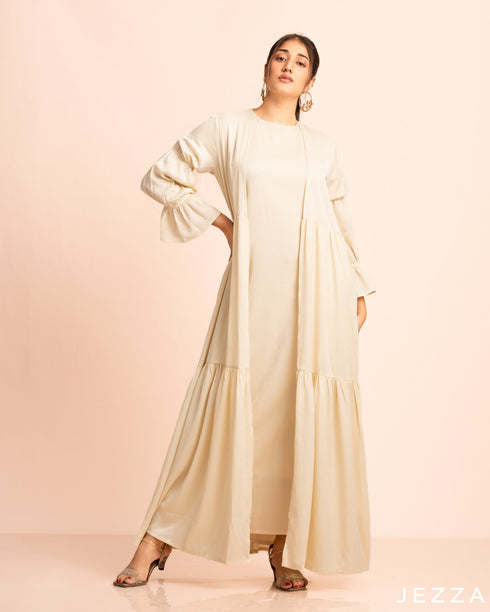 Elasticated Long Sleeve Tiered Cardigan With Inner Dress 58031/58041