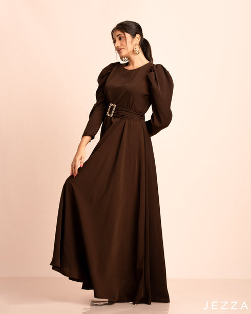 Poly Cotton Dress With A Decorative Belt 58021