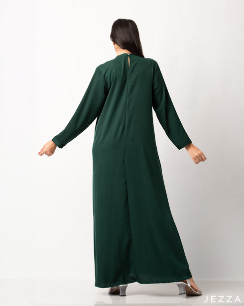 Ankle Length Polyester Dress With Decorative Button 54841