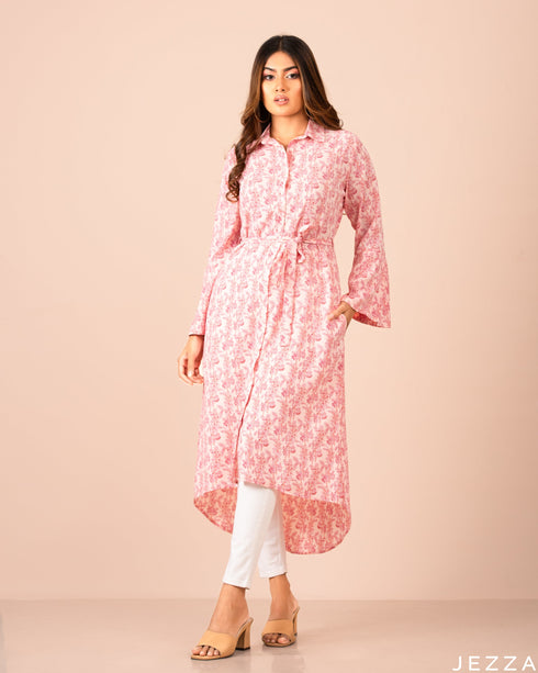 Midi Length Top With Printed Polyester 57982