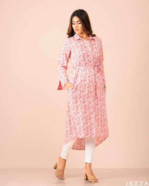 Midi Length Top With Printed Polyester 57982