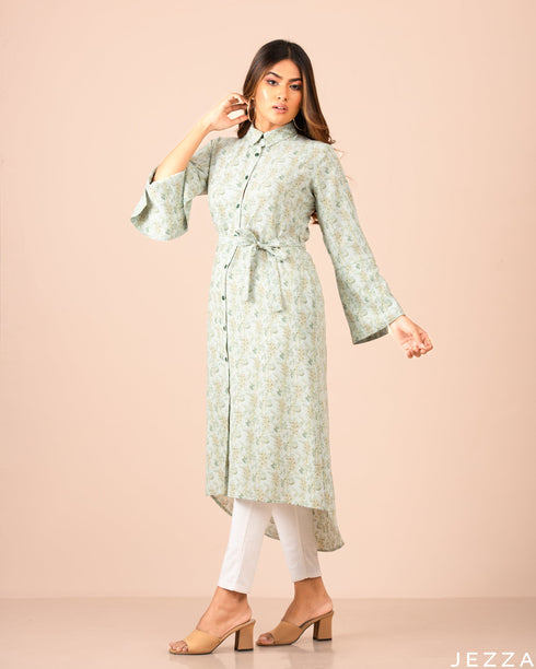 Midi Length Top With Printed Polyester 57981