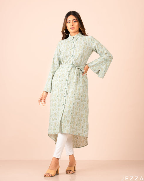 Midi Length Top With Printed Polyester 57981