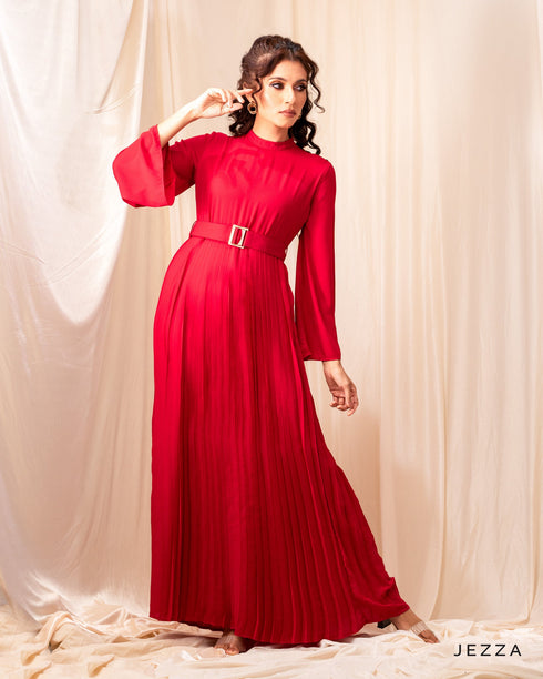 Elegant Pleated Polyester Dress 52812