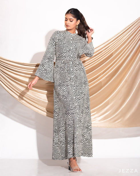 Printed Polyester A-Line Dress 60901