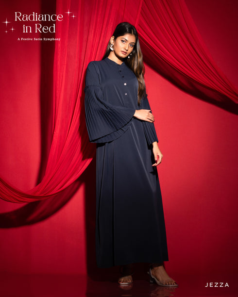 A-Line Dress with Pleated Sleeves 56582