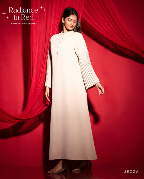 A-Line Dress with Pleated Sleeves 56583