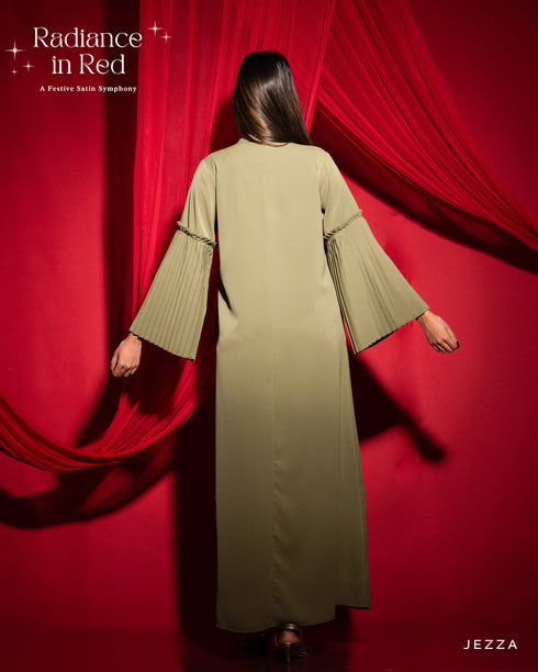 A-Line Dress with Pleated Sleeves 56581