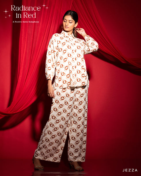 Printed Polyester Top and Pant Set 60952
