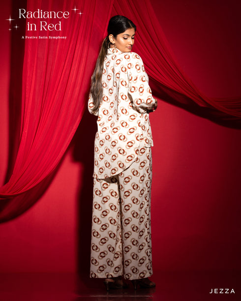 Printed Polyester Top and Pant Set 60952