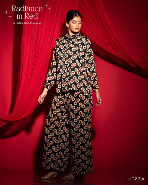 Printed Polyester Top and Pant Set 60951