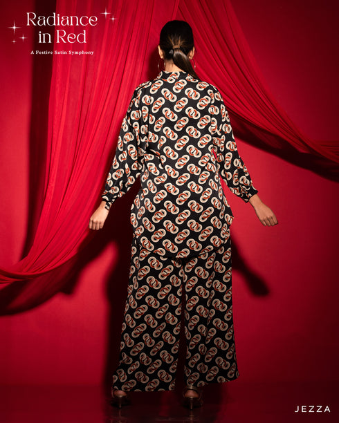 Printed Polyester Top and Pant Set 60951