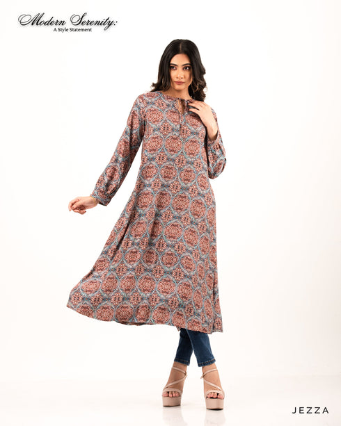 Printed Polyester Midi Top 61712