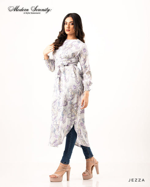 Printed Polyester Top with Front Knot 48511