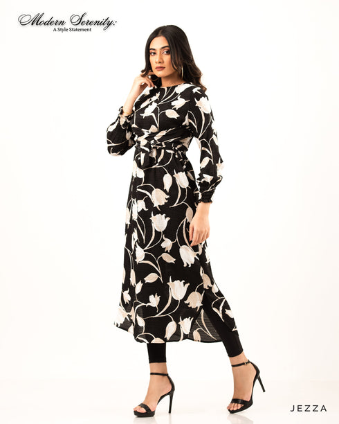 Printed Polyester Top with Front Knot 59411