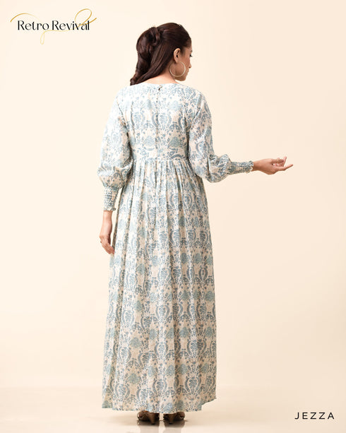 Printed Poly Cotton Maxi Dress 58392