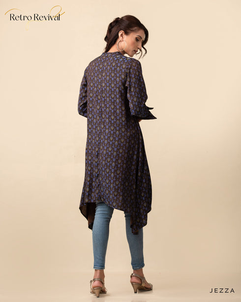 Printed Polyester Top with Decorative Hem 56602