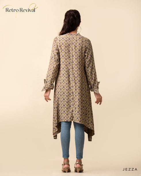 Printed Polyester Top with Decorative Hem 56601