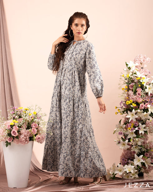 Ankle Length Printed Tiered Dress 59071