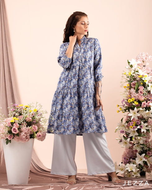 Printed Tiered Cotton Top 59172