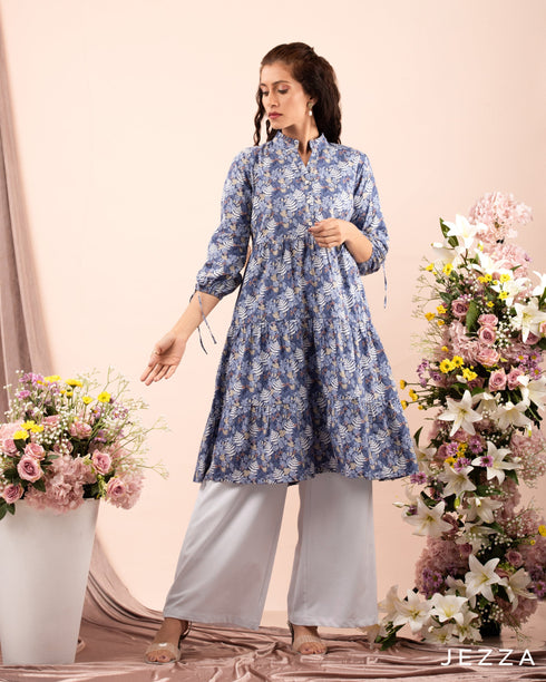 Printed Tiered Cotton Top 59172